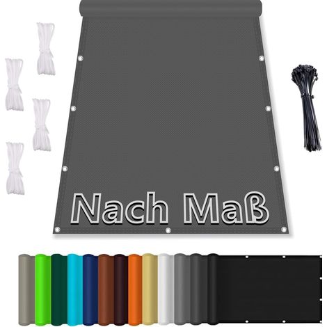Voile d'ombrage imperméable avec œillets indéchirable - 1,5 x 2 m - Gris foncé Store solaire rectangulaire résistant aux intempéries avec corde pour balcon, terrasse, jardin (1/5)
