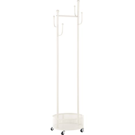Perchero moderno de metal con estante para guardar zapatos con ruedas blanco Vezelay (1/5)