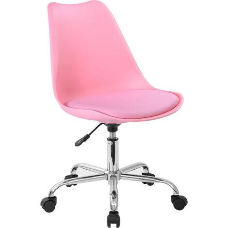 Silla giratoria de escritorio para comedor en rosa.