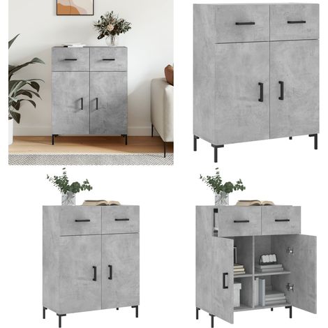 Buffet gris béton 69,5x34x90 cm bois d'ingénierie - Buffet Moderne - Armoire De Rangement - Meuble TV - Mobilier Design - Meubles Gris - Home & Living (1/5)