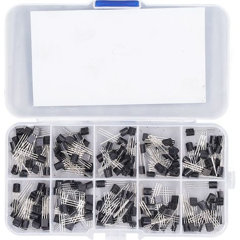 Set mit 200 schwarzen Leistungstransistoren, 10 Werte, geringer Stromverbrauch, Sortiment BC327 bis BC558
