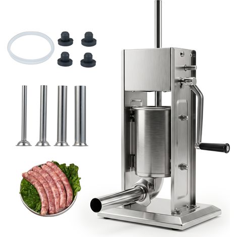 Poussoir à Saucisses Manuel Verticale à 2 Vitesses 3L Remplisseur Professionnel de Saucisses en Acier Inoxydable avec 4 Tubes de Remplissage (1/5)