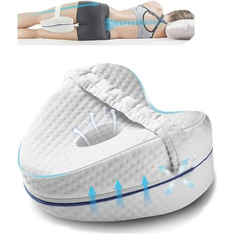 Cuscino per gambe, cuscino ortopedico per dormire sulle ginocchia, ergonomico con memory foam per alleviare la pressione – per anche, gambe, ginocchia, cuscino ortopedico, bianco