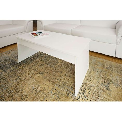 Mesa de centro rectangular Natalia acabado en blanco soft, 100 x 50 x 41.6 cm (largo x ancho x alto) (1/2)