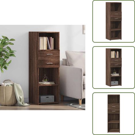 The Living Store Highboard Braun Eichen-Optik 40x42,5x124 cm Holzwerkstoff - Sideboard - Hochboard - Wohnzimmermöbel - Eiche Optik - Holzwerkstoff (1/5)