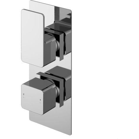 Swinscoe Square Twin 3-Way Thermostatic Shower Valve with Diverter, Chrome