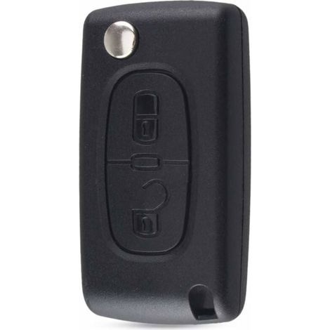Schlüsselgehäuse kompatibel mit Peugeot 107, 207, 307, 308, 407, 2 Tasten, CE0536, rillenloser Schlüsselbart, Batterie im Gehäuse, LO-Ron (1/5)