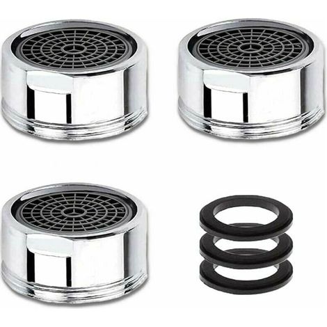– Mousseur et brise-jet pour robinet – Lot de 3 – Acier inoxydable – Économiseur d'eau jusqu'à 30 % – Filetage mâle 20 mm (1/4)