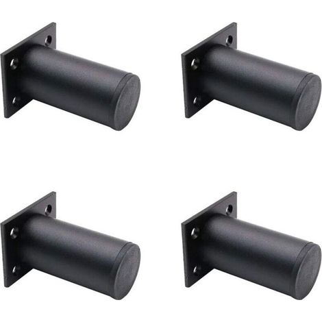 Lot de 4 pieds de meuble réglables en alliage d'aluminium noir mat 38 x 80 mm pour table basse d'armoire, jambe de support de canapé de meubles (1/4)