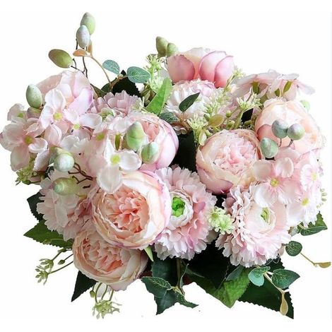 Bouquets de fleurs artificielles, lot de 2 compositions florales pour centre de table, décoration de mariage et intérieur, fausses fleurs pour fête, ornements de maison (R (1/3)