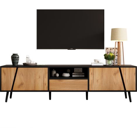 Meuble TV 180x40x46 cm noir bois 75 pouces (1/5)