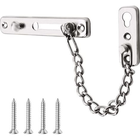 Chaînes Argenté de Porte de Sécurité Verrou de Porte Coulissant avec Vis pour Famille Hôtel Appartement (1/5)
