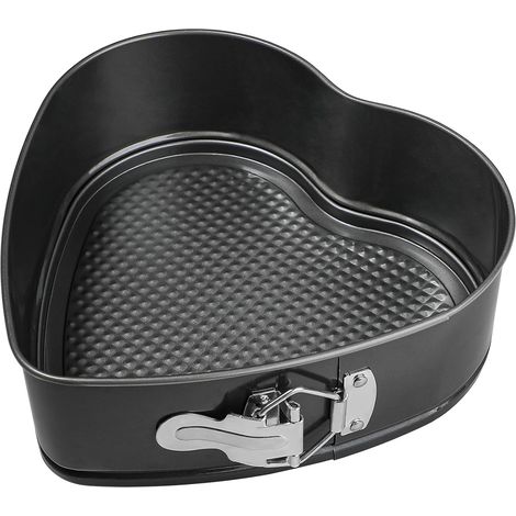 Moule à charnière antiadhésif en forme de cœur 24x28x7 cm, noir, idéal pour cheesecake et quiche
