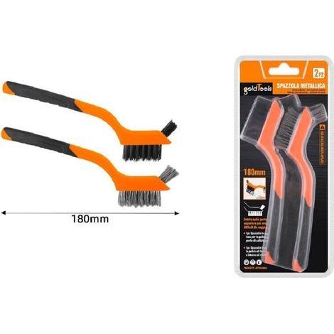Trade Shop - SET MIT 2 METALLBÜRSTEN 180 MM MIT WEICHEM GRIFF ZUR REINIGUNG 57234 - (1/2)