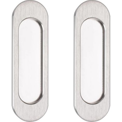 Lot de 2 poignées de porte coulissante ovales auto-adhésives en alliage d'aluminium dissimulées pour porte de grange, placard, armoire,tiroirs (120mm) (1/5)