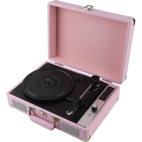 Tourne-Disque Vintage avec Enregistrement USB 33 45 78 TR/Min Platine Vinyle pour Phonographe Portable 7 10 12 Pouces Haut-parleurs Intégrés Entrée 3,5 Mm (Pink) (1/5)