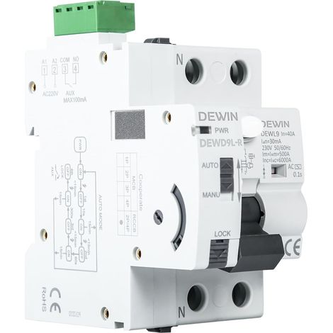 Disjoncteur Différentiel, GRD9L-R RCCB Dispositif de Réenclenchement Automatique Disjoncteurs électriques Disjoncteur intelligent Type AC 2P 40A 30mA (1/5)