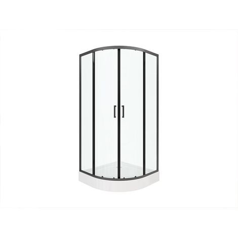 Paroi de douche d'angle avec receveur - Noir - L80 x l80 x H192 cm - SIDOA (1/3)