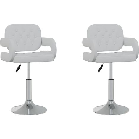 Chaises pivotantes de salle à manger 2 pcs Blanc Similicuir 18 (1/5)