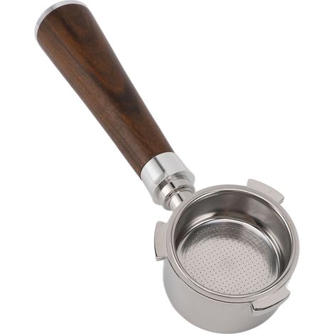Porte-filtre sans fond de 51 mm, 3 oreilles, en acier inoxydable, poignée en bois, amovible et facile à nettoyer, accessoire pour machine à café Delonghi (1/5)