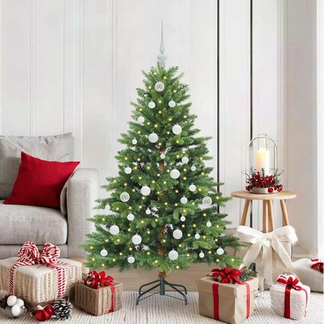 Künstlicher Weihnachtsbaum mit 150 LEDs Grün 150 cm PE und PVC