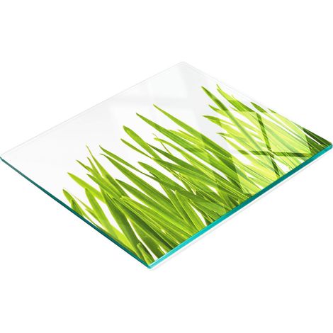 Tavola decorativa multifunzionale da cucina in vetro temperato effetto erba, 60x52 cm (1/5)