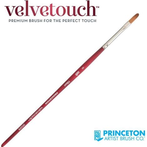 Pinceau langue de chat - PRINCETON - Velvetouch P3950 n°4 - Manche court - Fibres synthétiques - Multi-techniques (1/2)