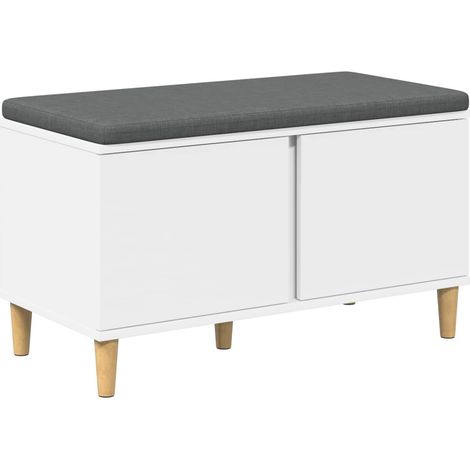 Banc d'entrée Blanc 80 x 38 x 46 cm Bois Ingénierie et Tissu