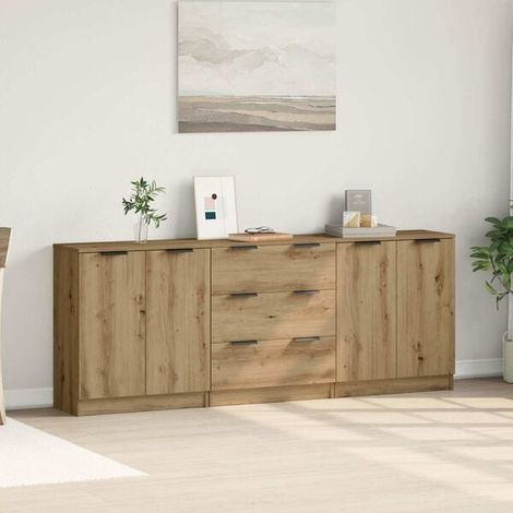 Buffet de Cuisine 3 Portes en Bois d'Ingénierie, Meuble Rangement Moderne 60x30x70 cm pour Salle à Manger et Salon (1/5)