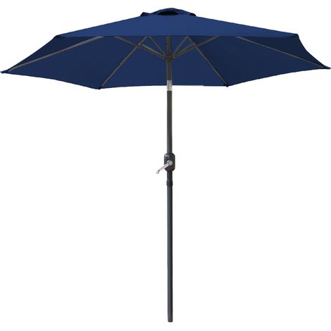 2.5M Round Garden Umbrella Patio Sun Shade Crank Tilt Blue Parasol with 12KG Base Weight (1/2)