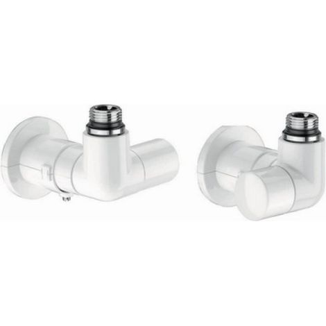 VALVOLA + DETENTORE A SQUADRA SX TERMOSTATIZZABILE BIANCA 1/2&quot sx