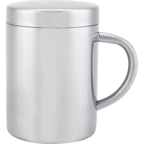 Doppelwandiger, isolierter Edelstahlbecher mit Deckel und Henkel (groß) (1/5)