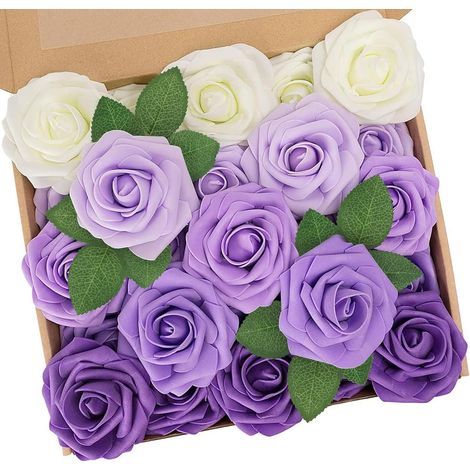 25 Fleurs Artificielles, Rose en Mousse, Tige Ajustable, Feuillage Inclus, Décoration Mariage, DIY Bouquet, Fête, Jardin (1/5)