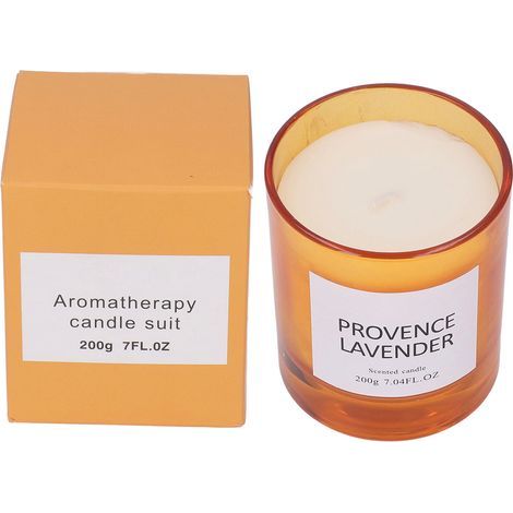 Bougie parfumée en cire de soja naturelle, grande et sans fumée, parfum riche et apaisant pour chambre, bureau ou bar, senteur lavande. (1/5)