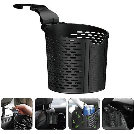 Hanging Car Cup Holder – Universal Headrest Mount – Black – 1 Piece (1/5)