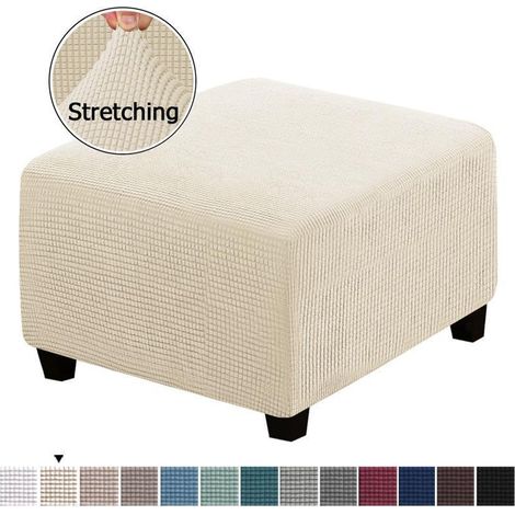 Housse élastique, housse de protection en fibre élastique carrée pour tabouret de rangement et repose-pieds, avec bande élastique en bas - longueur et largeur 33-45 cm, hauteur 38-45 cm