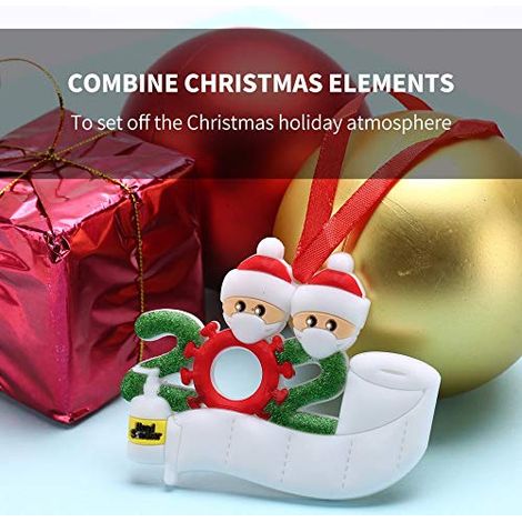 ORNEMENTS DE NOëL MINI PENDENTIF DÉCORATION POUPÉE AVEC MASQUE ET CHAPEAU DE NOëL BLANC 2 POUPÉE CONEX PG4243G0280600
