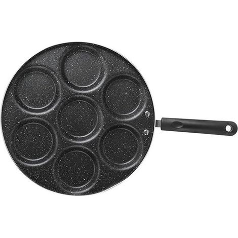 Sartén para panqueques antiadherente Sartén para freír huevos Sartén para huevos fritos Sartén de 7 agujeros Mango resistente al calor Olla para cocinar huevos fritos Material de aluminio Omelet Pa (1/5)