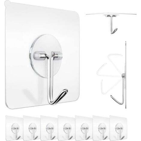 10-Piece Adhesive Wall Hook Set, 6 x 6 cm – Stainless Steel Wall Hooks for Home, Kitchen, Bathroom – Maximum Load: 5 kg – Ideal for Towels, Bathrobes, and Clothes