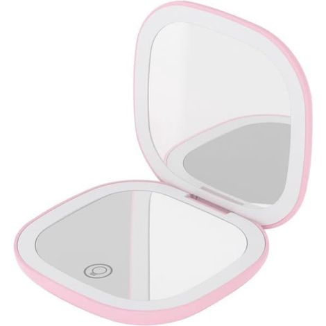 Miroir de maquillage, miroir grossissant x5 avec éclairage, miroir de maquillage compact et rechargeable avec lumières LED, 3 modes de couleur (1/5)