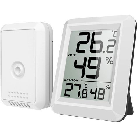 Thermomètre Intérieur et Extérieur, Thermomètre Connecté avec Capteur Extérieure sans Fil, Thermomètre Hygrometre Numérique avec Grand Ecran LCD, Commutateur ℃/℉, pour Bureau, Maison, Chambre (1/5)