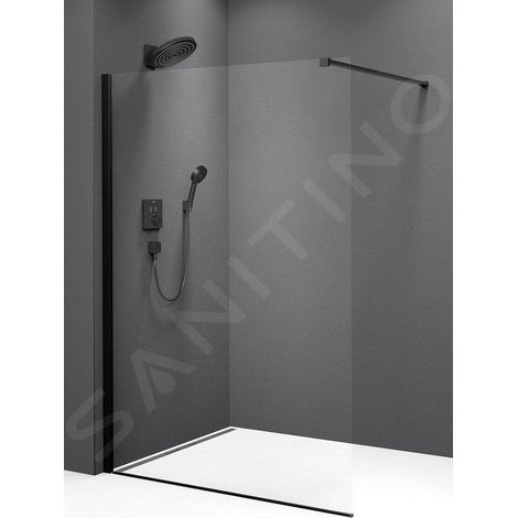 Polysan Modular Shower - Paroi de douche 800 x 2000 mm, verre clair/noir mat MS1-80B (1/5)