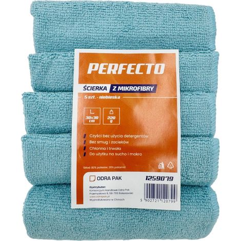 Panno in microfibra Perfecto 30x30 cm, 5 pezzi, blu