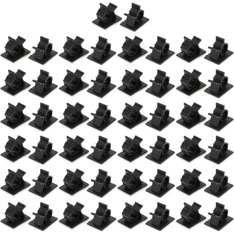 Jeffergarden Clips de gestion de câbles, 50 pièces, adhésifs réglables, organisateur de pinces de câbles en fil de Nylon, noir-DOU