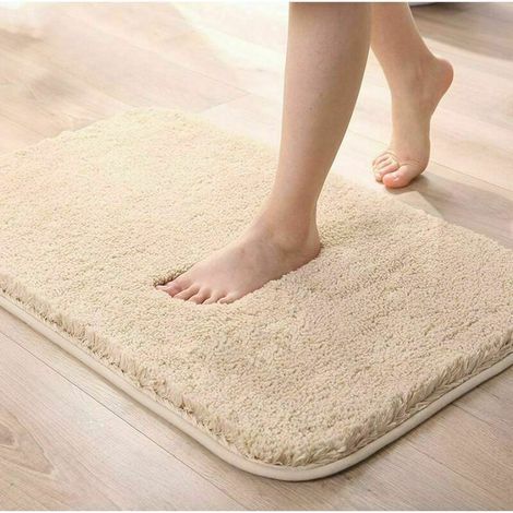 Extra dicke, rutschfeste und saugfähige Badematte fürs Badezimmer, maschinenwaschbare Chenille-Bodenmatte (Beige, 40x60cm) (1/5)