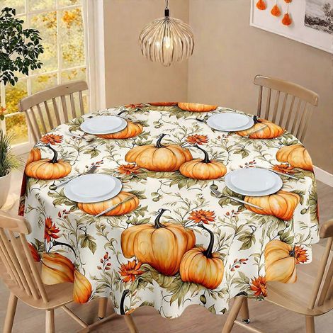 Nappe imprimée spéciale récolte d'automne pour Thanksgiving, ambiance festive garantie, imperméable et antitache, thème récolte d'automne, référence 561 (1/3)