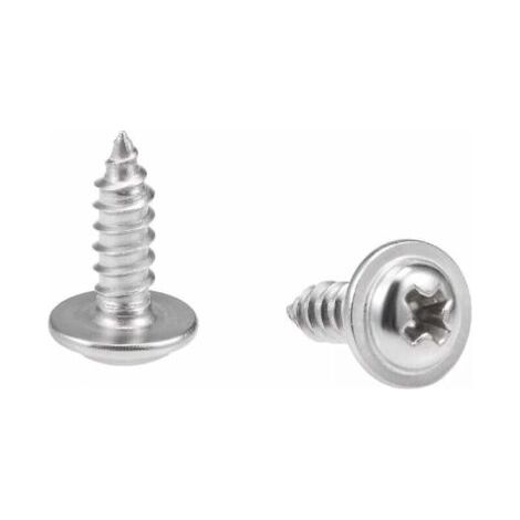 2,6x8mm Vis auto-taper à la tête de la casserole Phillips avec une vis de laveuse 304 Fixations d'acier inoxydable Boulons 100pcs (1/4)
