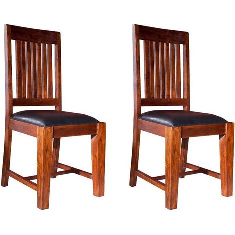 Chaise rembourée 48x51x100 Acacia laqué Nougat Set 2 OXFORD 15 (1/4)