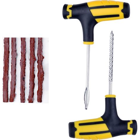 Outils de réparation de pneus de voiture, bandes de caoutchouc, kit de réparation de pneus, ensemble d'outils de rebond, pneu sans chambre à air, bouchon de crevaison (1/4)