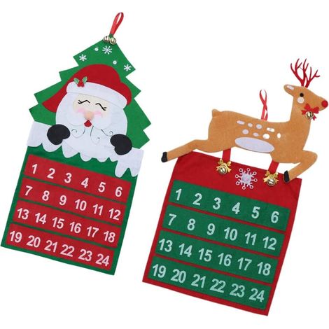 2-Piece Children's Advent Calendar, 2019 Advent Calendar, Countdown Calendar, Christmas Tree Decorations, Pocket-Sized Christmas Calendar for Seniors (1/5)